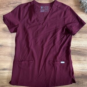 Figs Women's Short Sleeve Burgundy Top